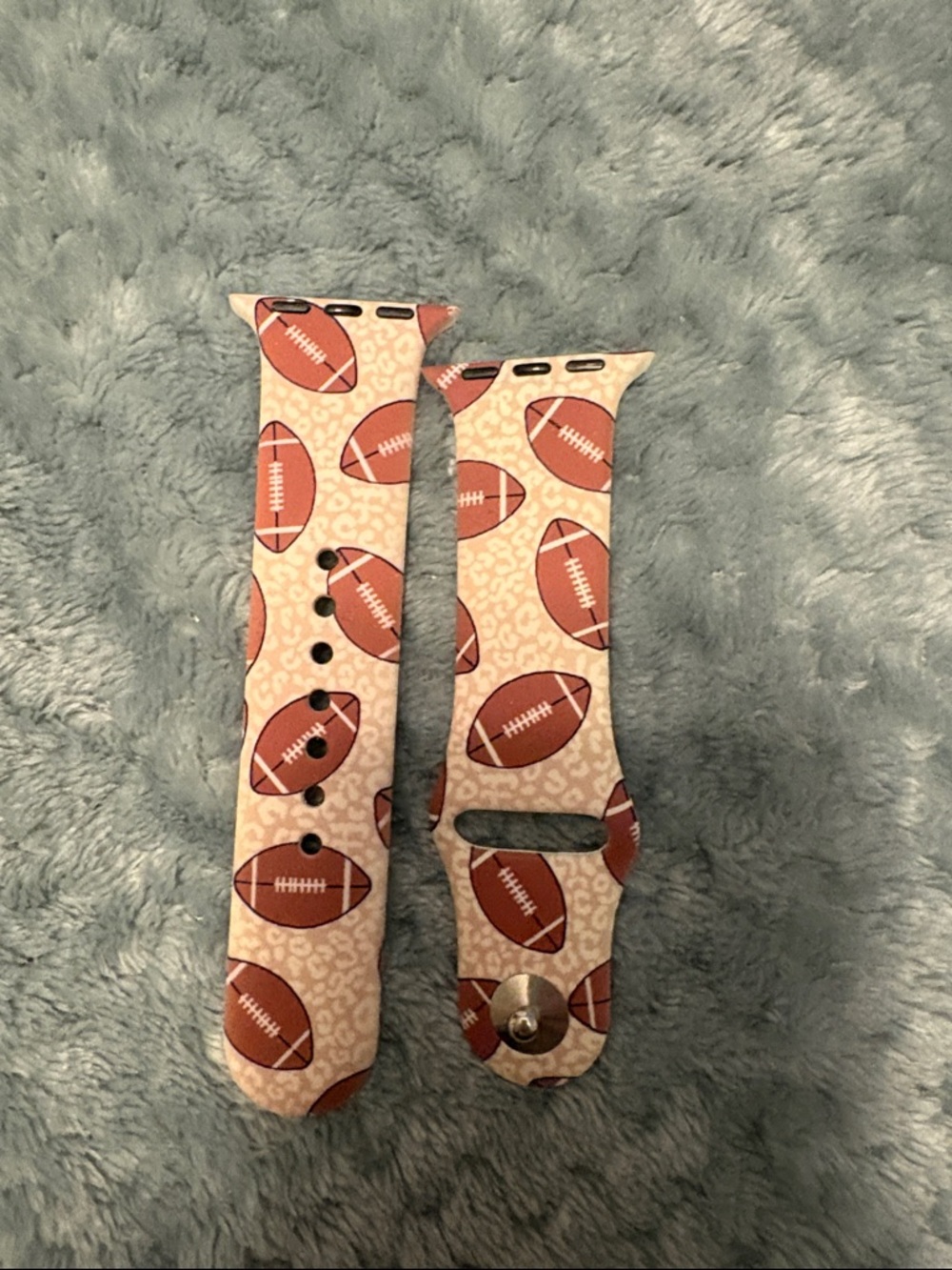 Football Print Silicone Watch Band - Pink Beige
